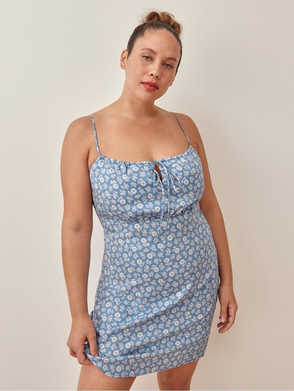 Reformation Abbott Mini Dress 10 Remi Floral Tie Neck Slip Dress